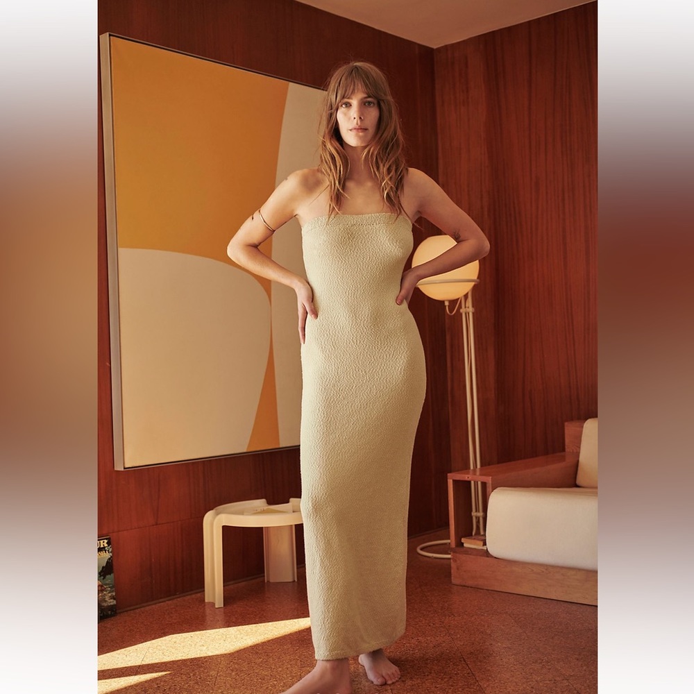 FREE PEOPLE FP Beach Rio Sweater Maxi Dress Blonde XS